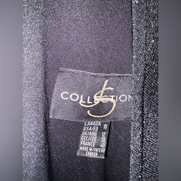 JS Collections Solid Black Velvet Satin Short Sleeve Modest Formal Dress size 10 - Picture 7 of 8